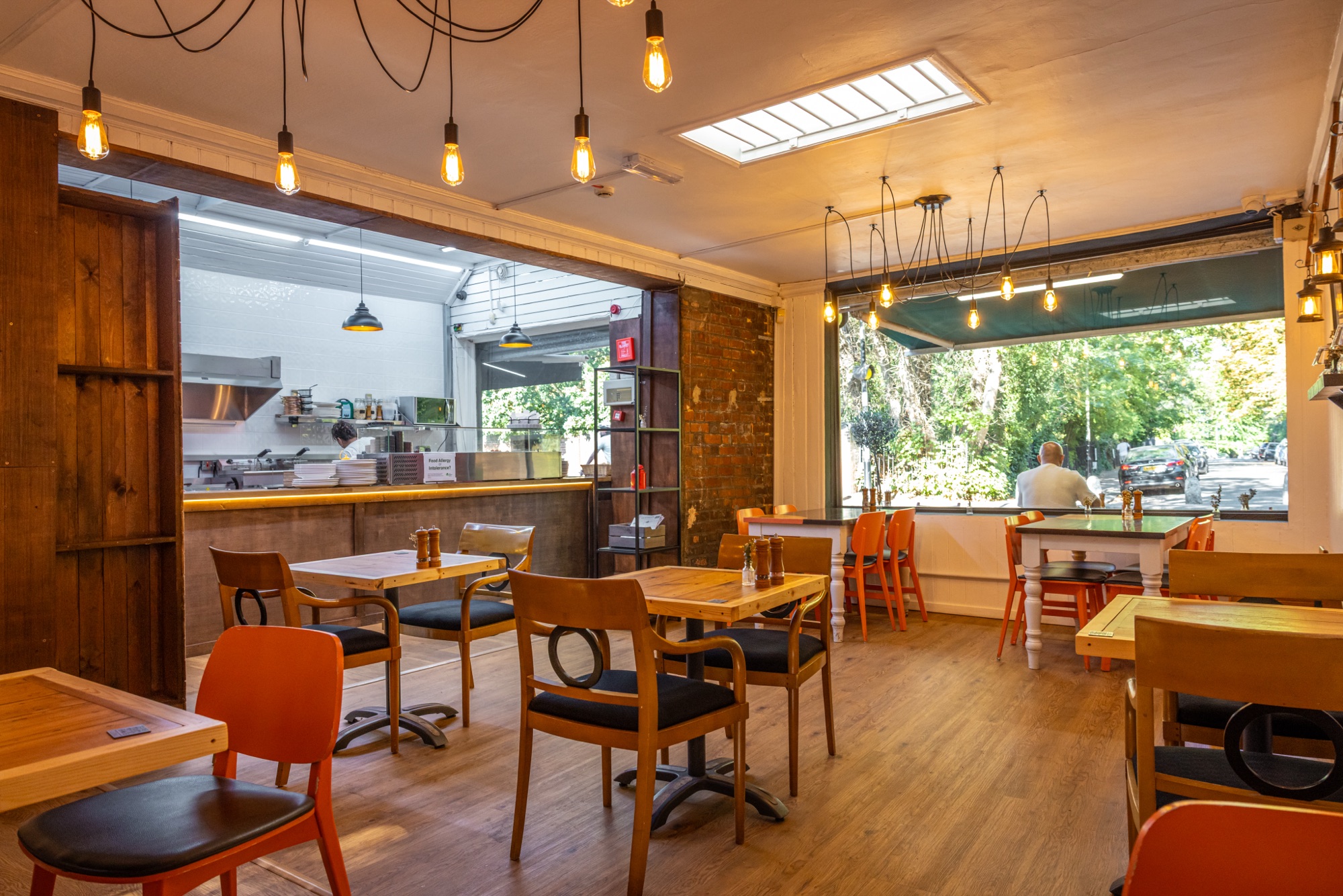 The open kitchen and the big front window